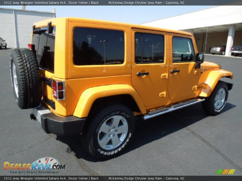 2012 Jeep Wrangler Unlimited Sahara 4x4 Dozer Yellow / Black Photo 4
