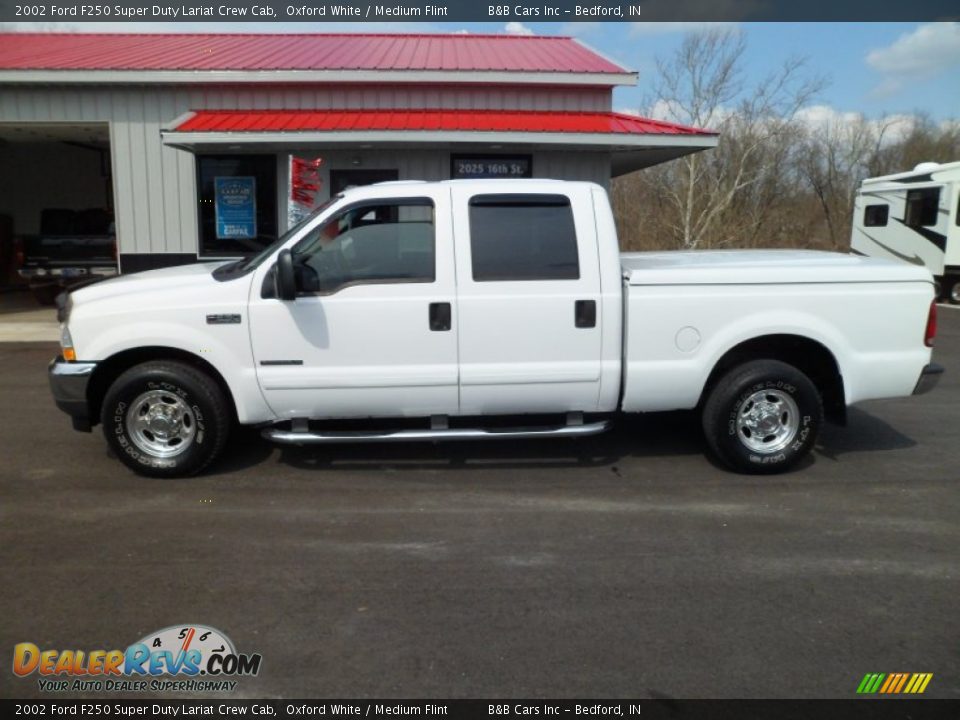 2002 Ford F250 Super Duty Lariat Crew Cab Oxford White / Medium Flint Photo #1