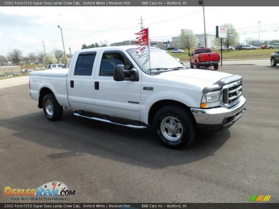 2002 Ford F250 Super Duty Lariat Crew Cab Oxford White / Medium Flint Photo #7