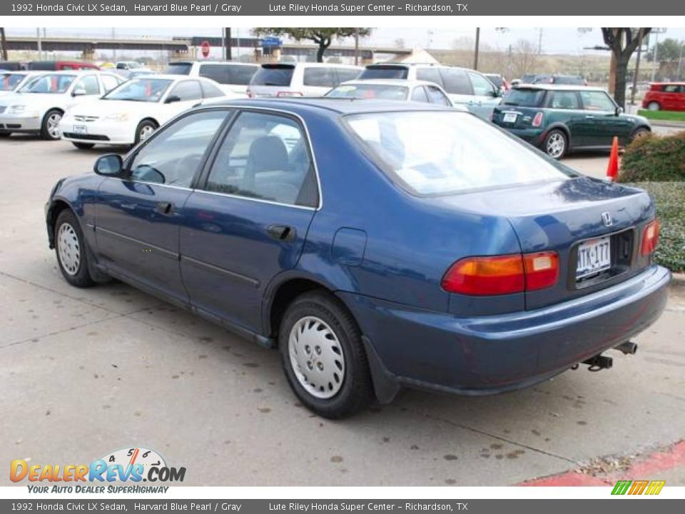 1992 Honda Civic LX Sedan Harvard Blue Pearl / Gray Photo #5