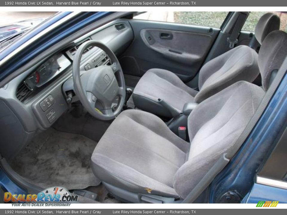 1992 Honda Civic LX Sedan Harvard Blue Pearl / Gray Photo #14