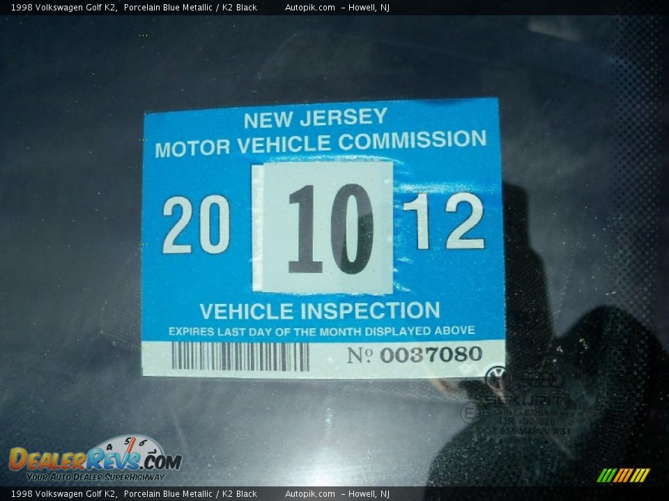 1998 Volkswagen Golf K2 Porcelain Blue Metallic / K2 Black Photo #16