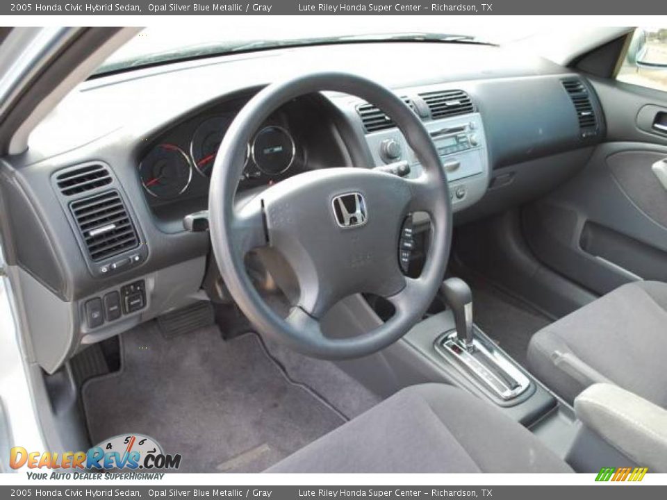 2005 Honda Civic Hybrid Sedan Opal Silver Blue Metallic / Gray Photo #13