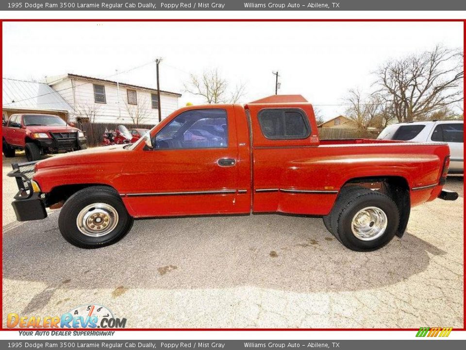 1995 Dodge Ram 3500 Laramie Regular Cab Dually Poppy Red / Mist Gray Photo #2