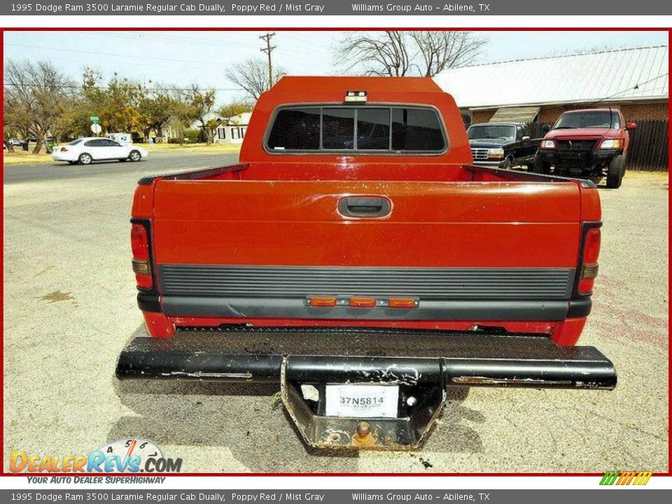 1995 Dodge Ram 3500 Laramie Regular Cab Dually Poppy Red / Mist Gray Photo #4