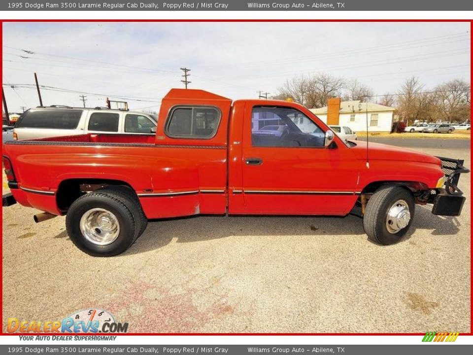 1995 Dodge Ram 3500 Laramie Regular Cab Dually Poppy Red / Mist Gray Photo #7