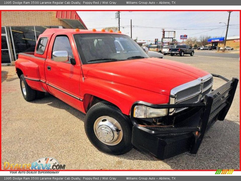 1995 Dodge Ram 3500 Laramie Regular Cab Dually Poppy Red / Mist Gray Photo #8