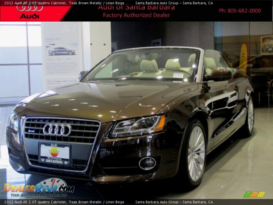 2012 Audi A5 2.0T quattro Cabriolet Teak Brown Metallic / Linen Beige Photo #1