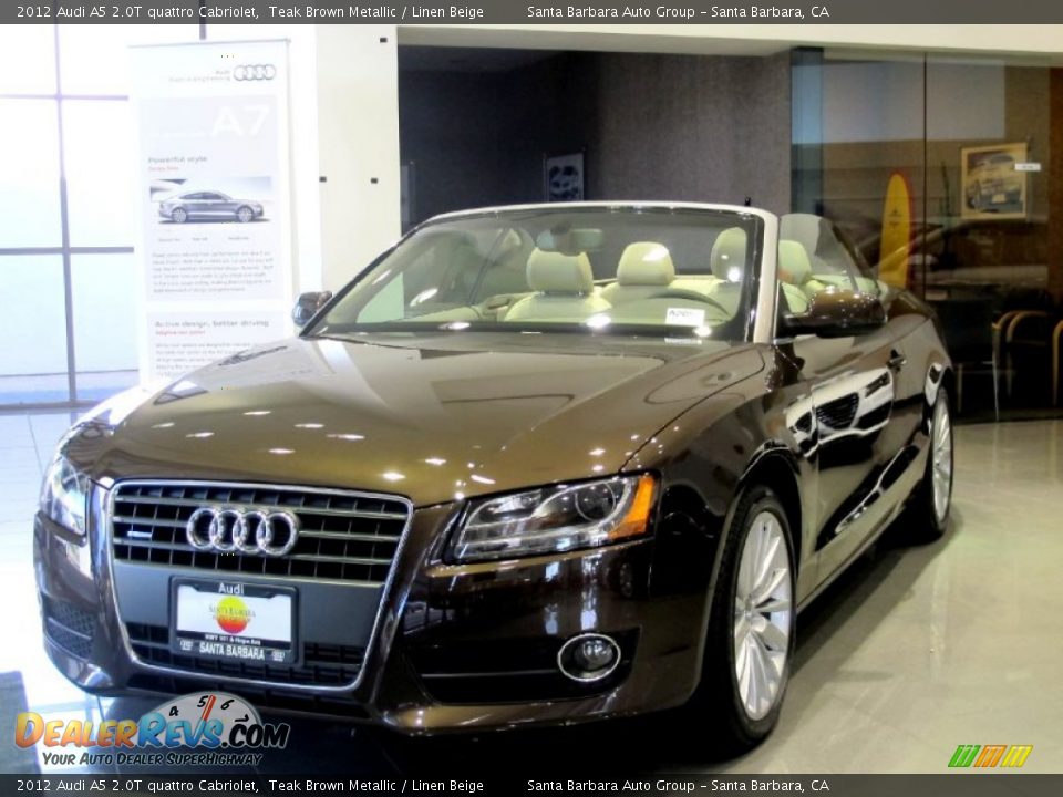 2012 Audi A5 2.0T quattro Cabriolet Teak Brown Metallic / Linen Beige Photo #2