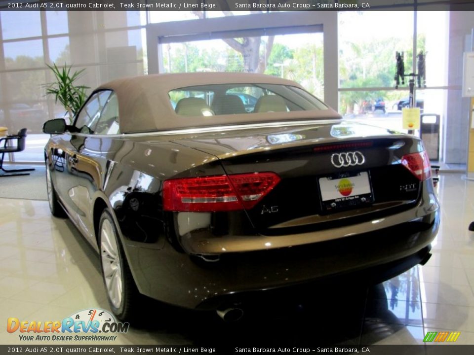 2012 Audi A5 2.0T quattro Cabriolet Teak Brown Metallic / Linen Beige Photo #6