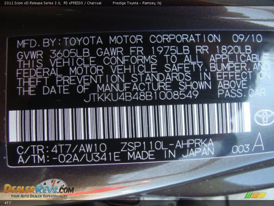 Scion Color Code 4T7 RS xPRESSO