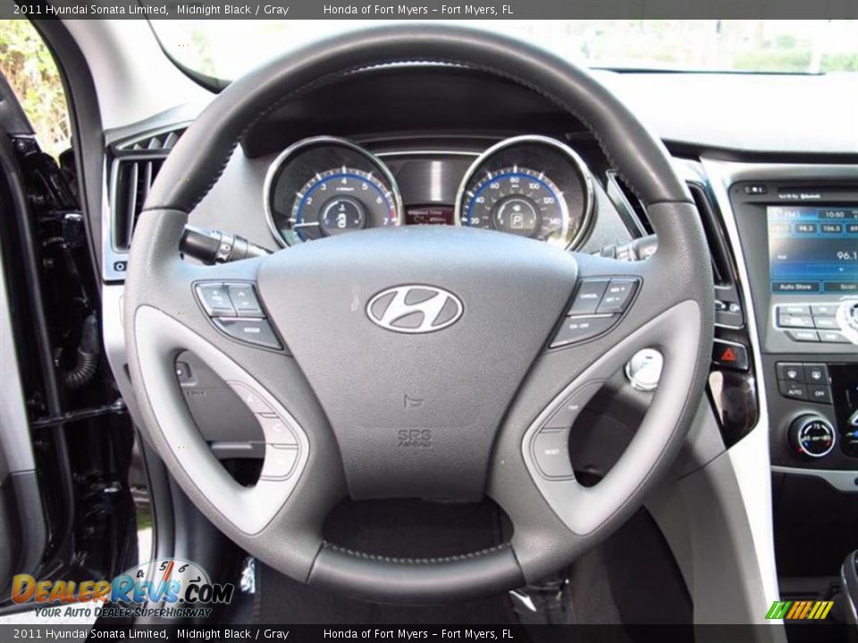 2011 Hyundai Sonata Limited Midnight Black / Gray Photo #17