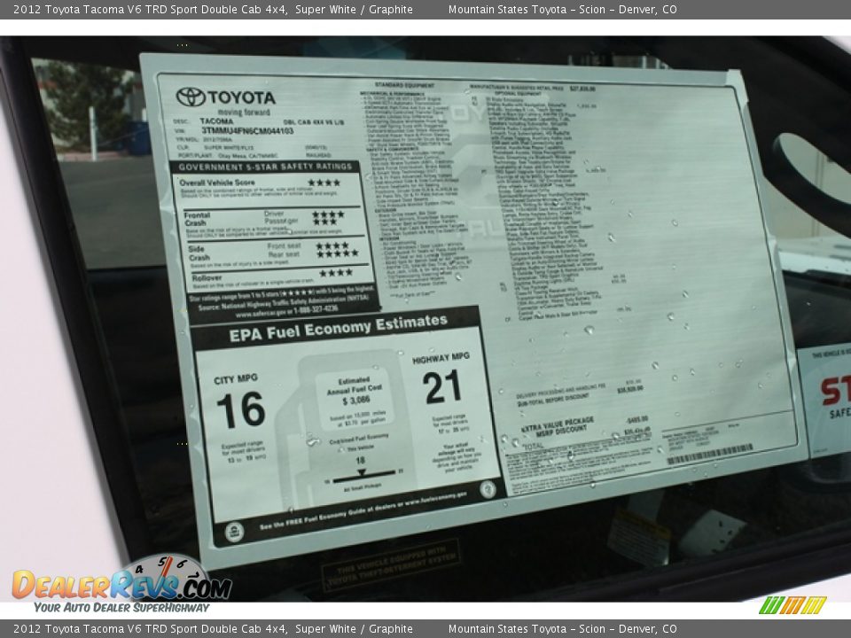 2012 Toyota Tacoma V6 TRD Sport Double Cab 4x4 Super White / Graphite Photo #15