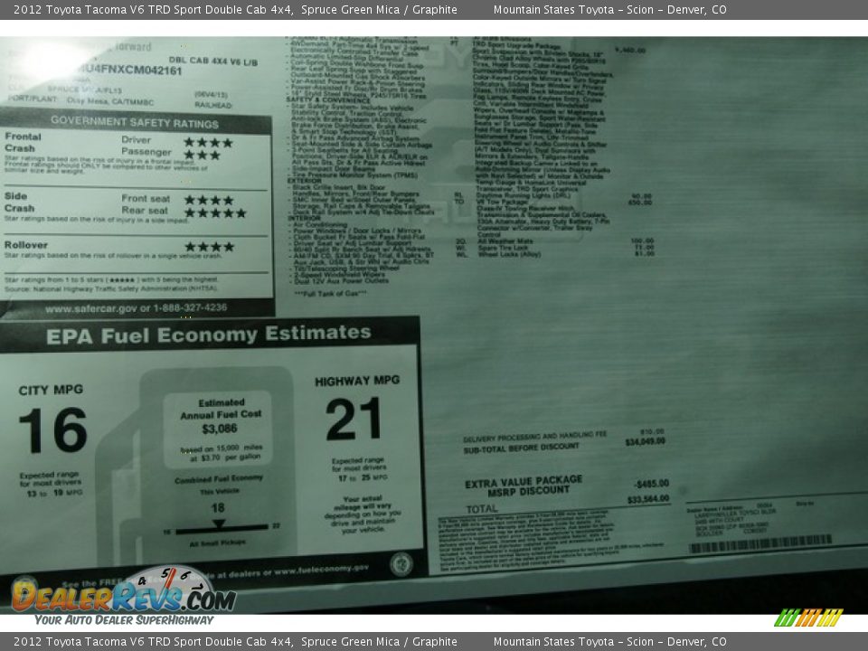 2012 Toyota Tacoma V6 TRD Sport Double Cab 4x4 Spruce Green Mica / Graphite Photo #14
