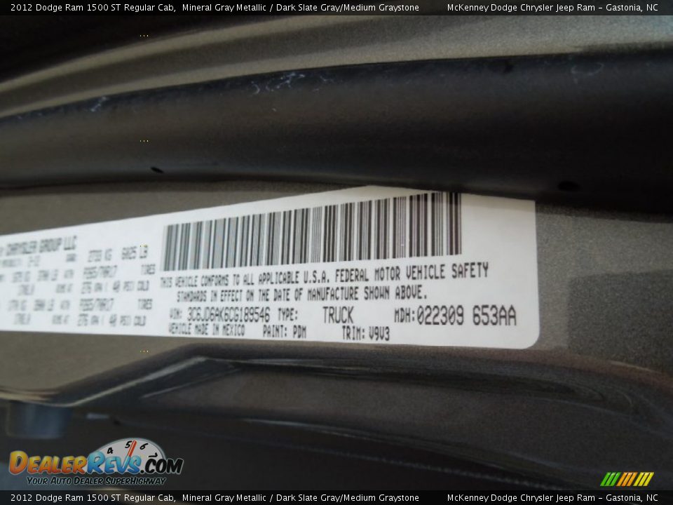 2012 Dodge Ram 1500 ST Regular Cab Mineral Gray Metallic / Dark Slate Gray/Medium Graystone Photo #7