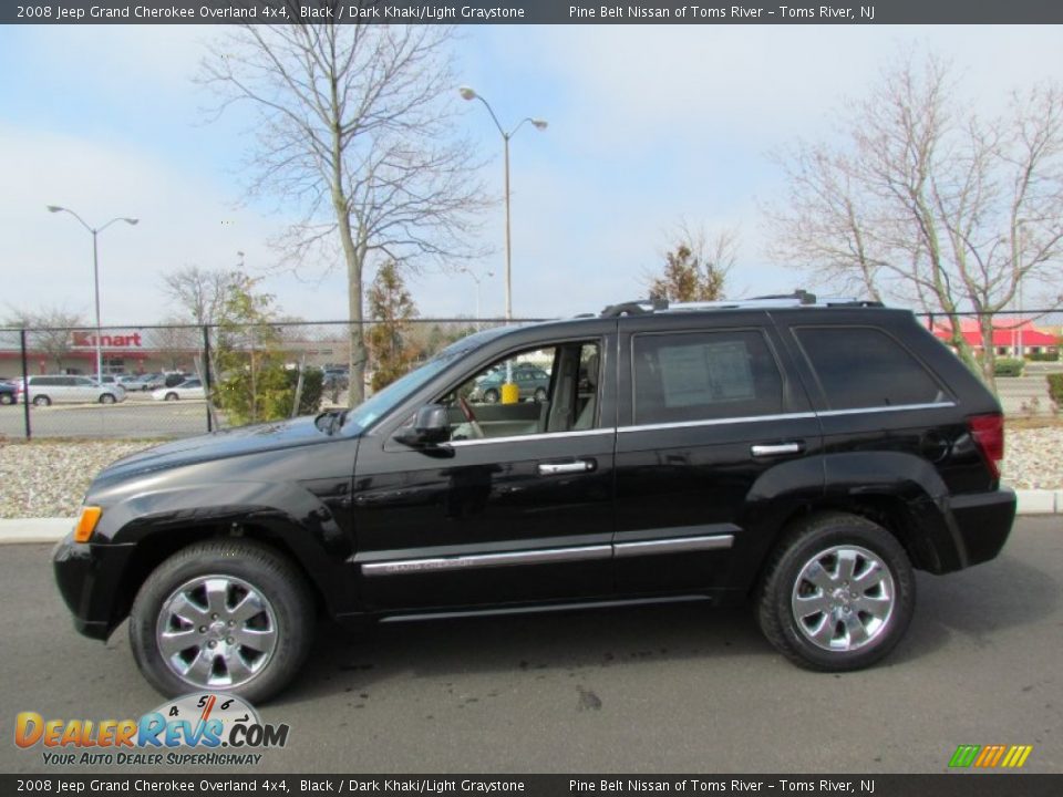 2008 Jeep Grand Cherokee Overland 4x4 Black / Dark Khaki/Light Graystone Photo #4