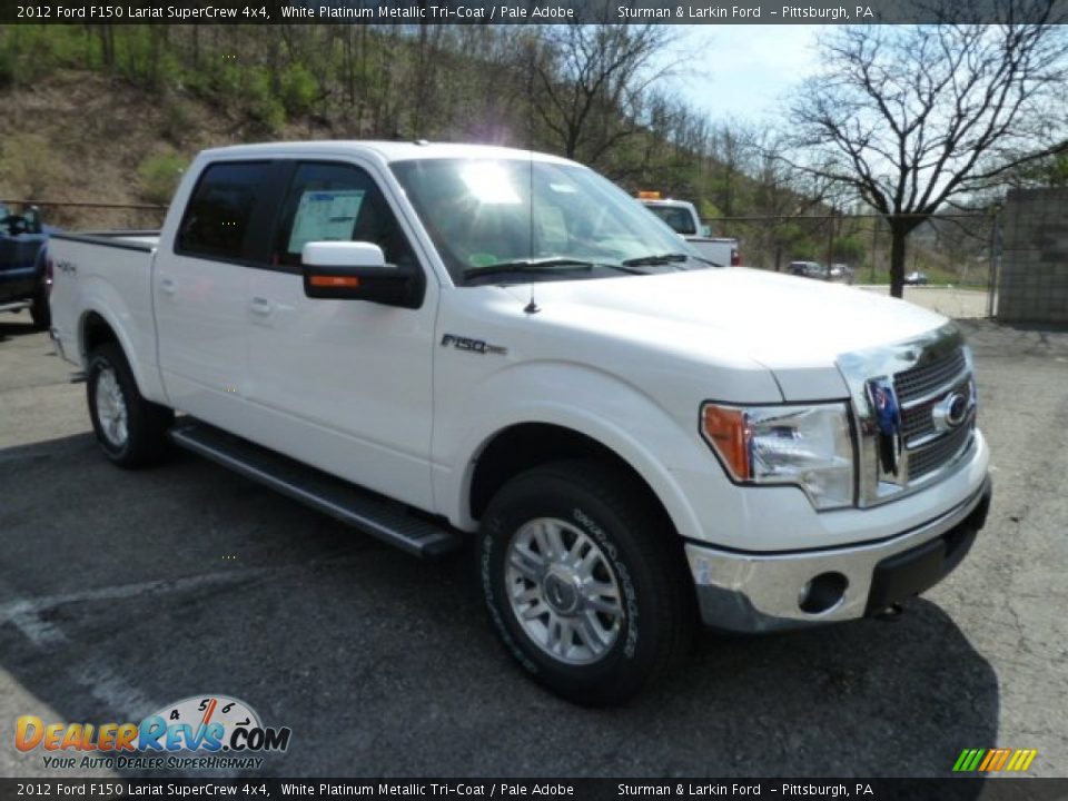 2012 Ford F150 Lariat SuperCrew 4x4 White Platinum Metallic Tri-Coat / Pale Adobe Photo #1