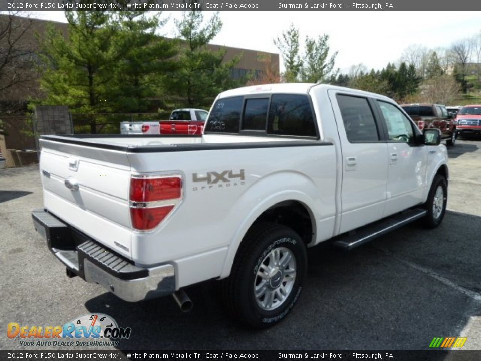 2012 Ford F150 Lariat SuperCrew 4x4 White Platinum Metallic Tri-Coat / Pale Adobe Photo #2