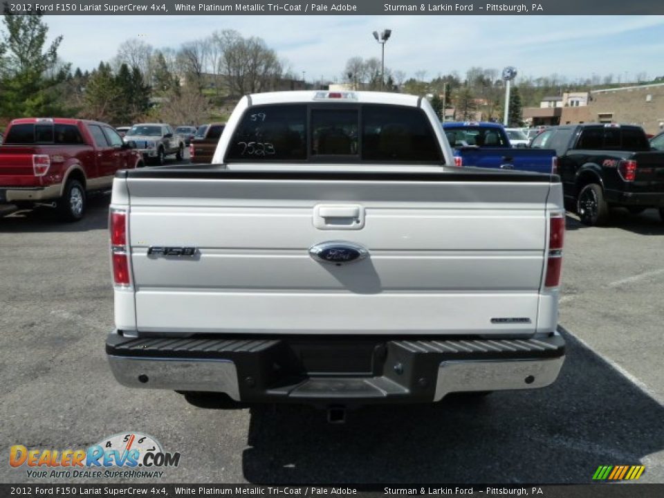 2012 Ford F150 Lariat SuperCrew 4x4 White Platinum Metallic Tri-Coat / Pale Adobe Photo #3