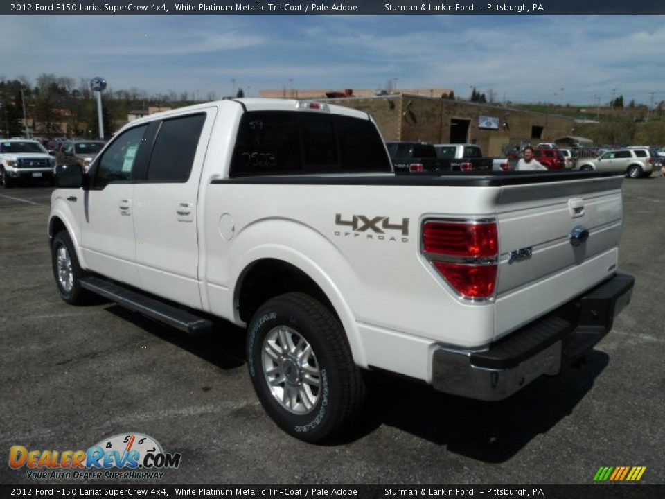 2012 Ford F150 Lariat SuperCrew 4x4 White Platinum Metallic Tri-Coat / Pale Adobe Photo #4