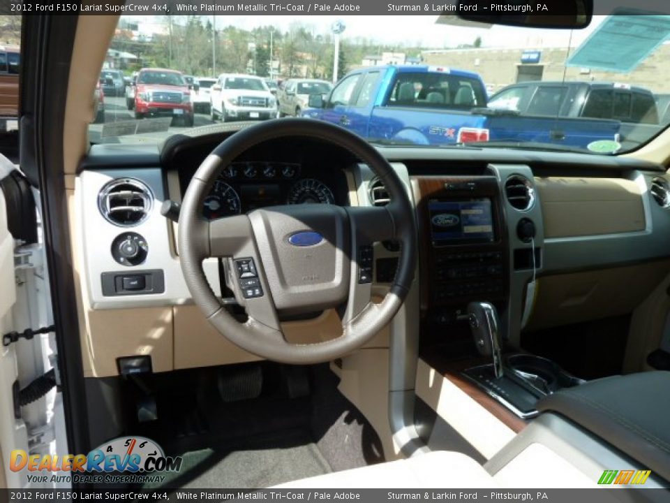 2012 Ford F150 Lariat SuperCrew 4x4 White Platinum Metallic Tri-Coat / Pale Adobe Photo #10