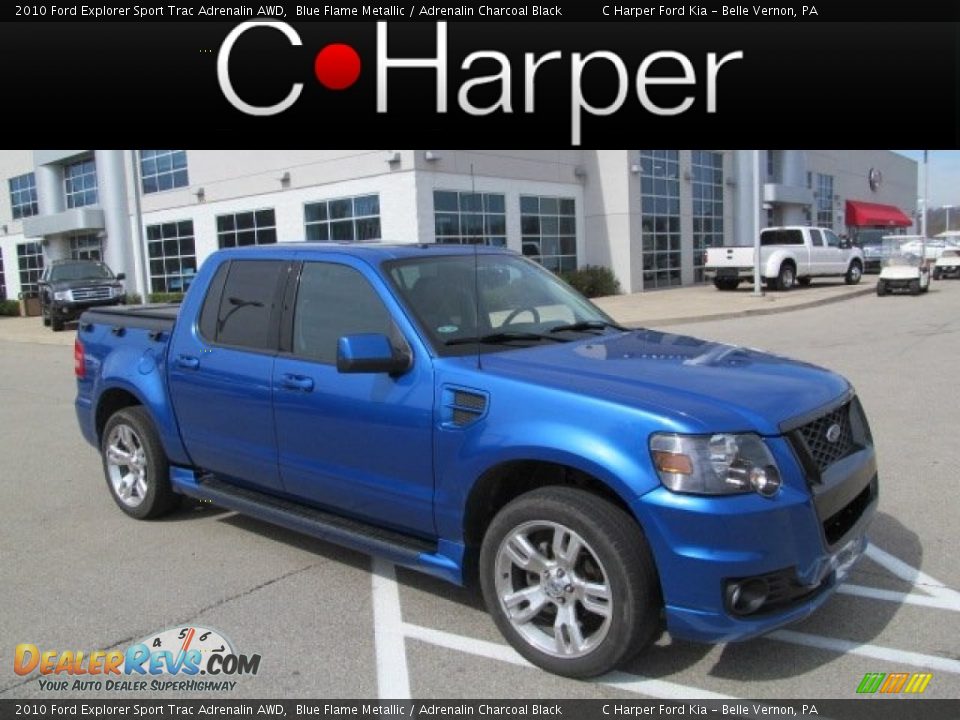 2010 Ford Explorer Sport Trac Adrenalin AWD Blue Flame Metallic / Adrenalin Charcoal Black Photo #1