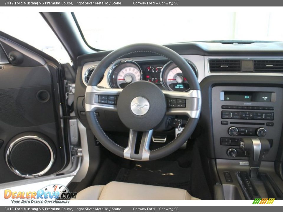 2012 Ford Mustang V6 Premium Coupe Ingot Silver Metallic / Stone Photo #14