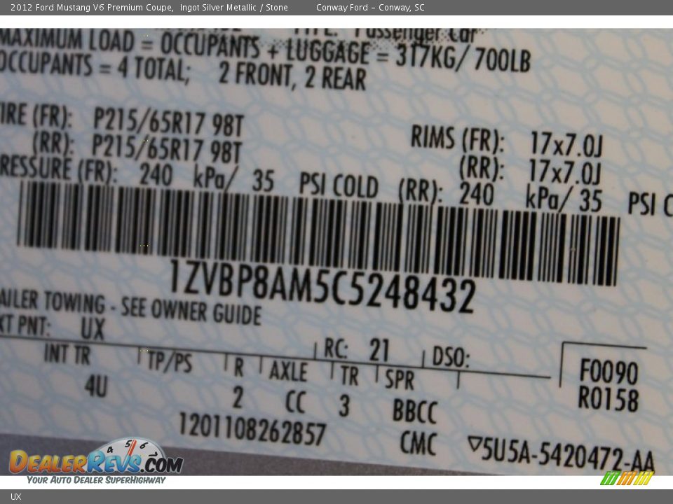 Ford Color Code UX Ingot Silver Metallic