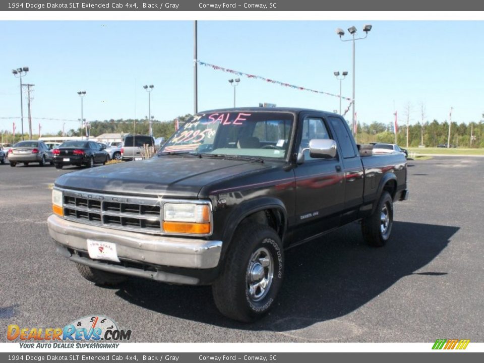 1994 Dodge Dakota SLT Extended Cab 4x4 Black / Gray Photo #1
