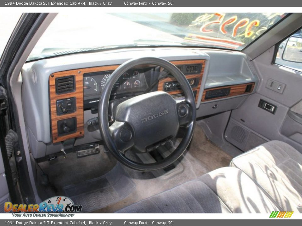 1994 Dodge Dakota SLT Extended Cab 4x4 Black / Gray Photo #15