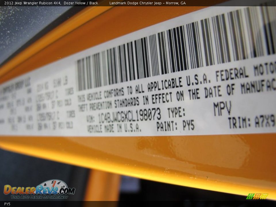 Jeep Color Code PY5 Dozer Yellow