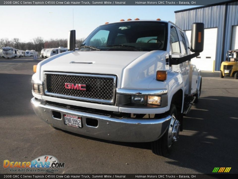 Summit White 2008 GMC C Series Topkick C4500 Crew Cab Hauler Truck Photo #3