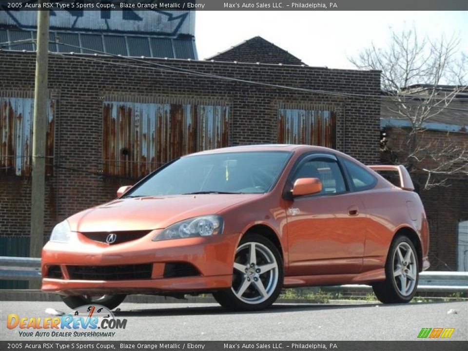 2005 Acura RSX Type S Sports Coupe Blaze Orange Metallic / Ebony Photo #36