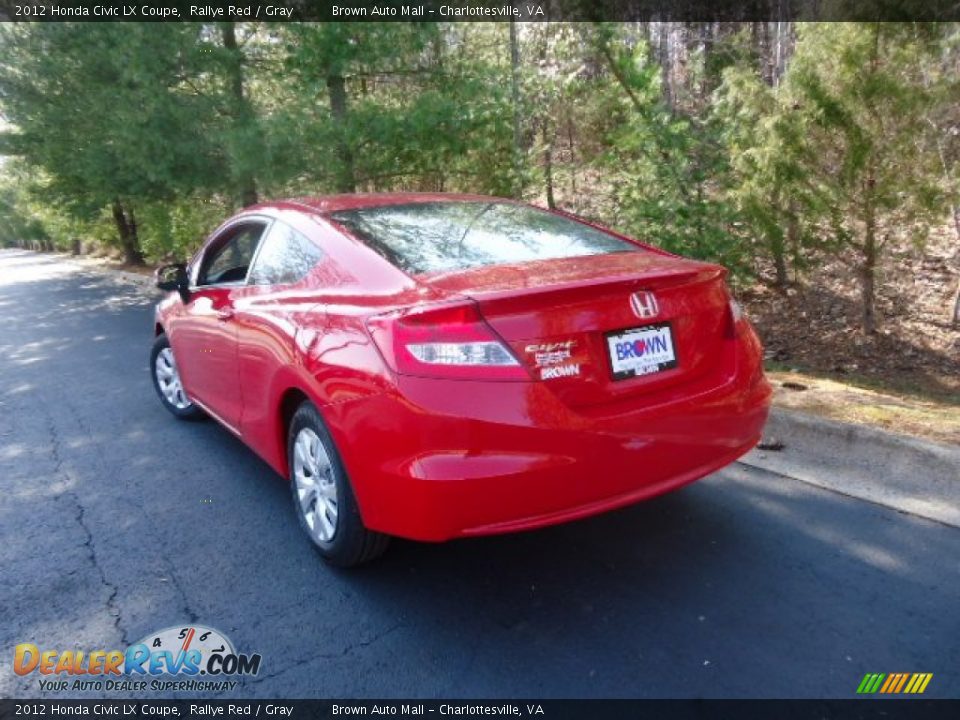 2012 Honda Civic LX Coupe Rallye Red / Gray Photo #5