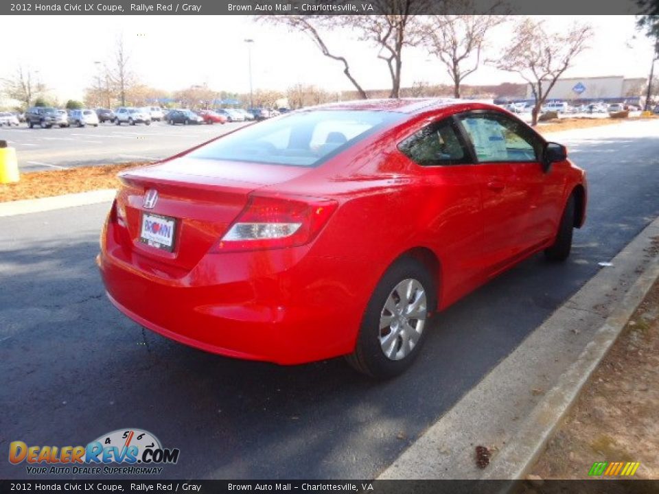 2012 Honda Civic LX Coupe Rallye Red / Gray Photo #7