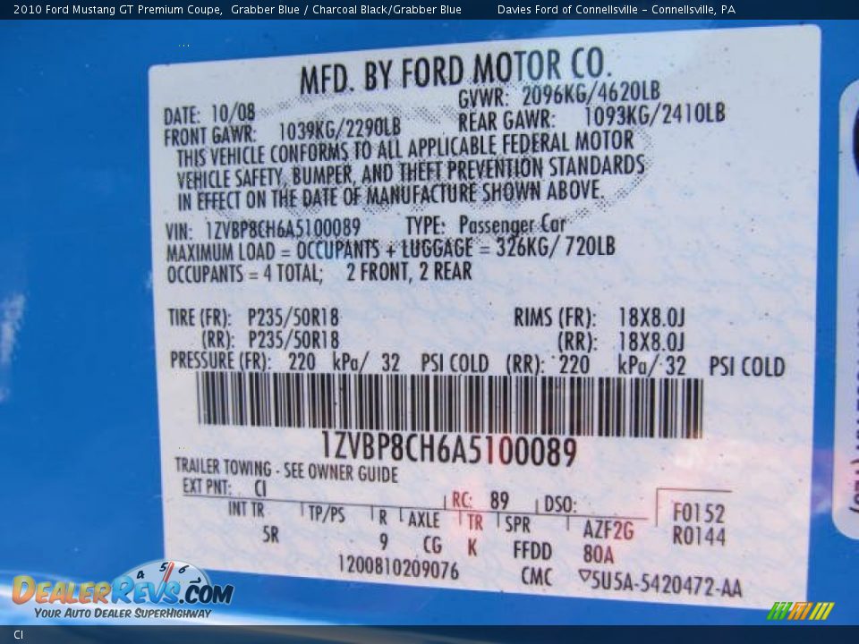 Ford Color Code Ci Grabber Blue Dealerrevs Com