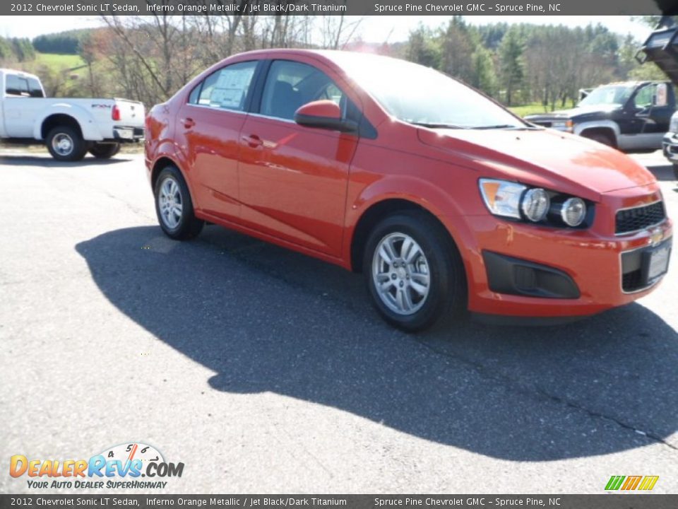 2012 Chevrolet Sonic LT Sedan Inferno Orange Metallic / Jet Black/Dark Titanium Photo #2