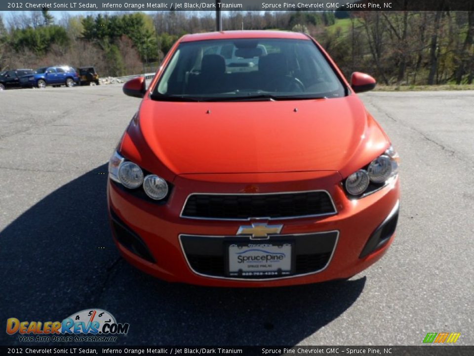 2012 Chevrolet Sonic LT Sedan Inferno Orange Metallic / Jet Black/Dark Titanium Photo #4