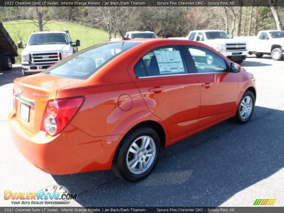 2012 Chevrolet Sonic LT Sedan Inferno Orange Metallic / Jet Black/Dark Titanium Photo #6