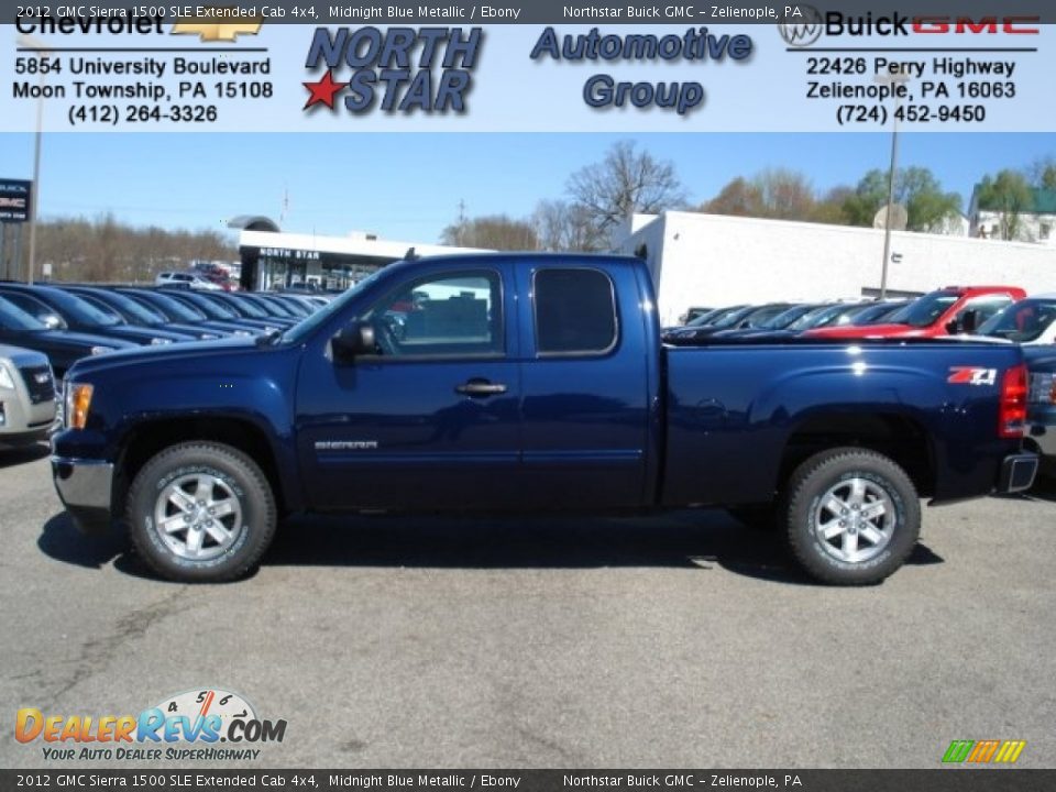 2012 GMC Sierra 1500 SLE Extended Cab 4x4 Midnight Blue Metallic / Ebony Photo #1