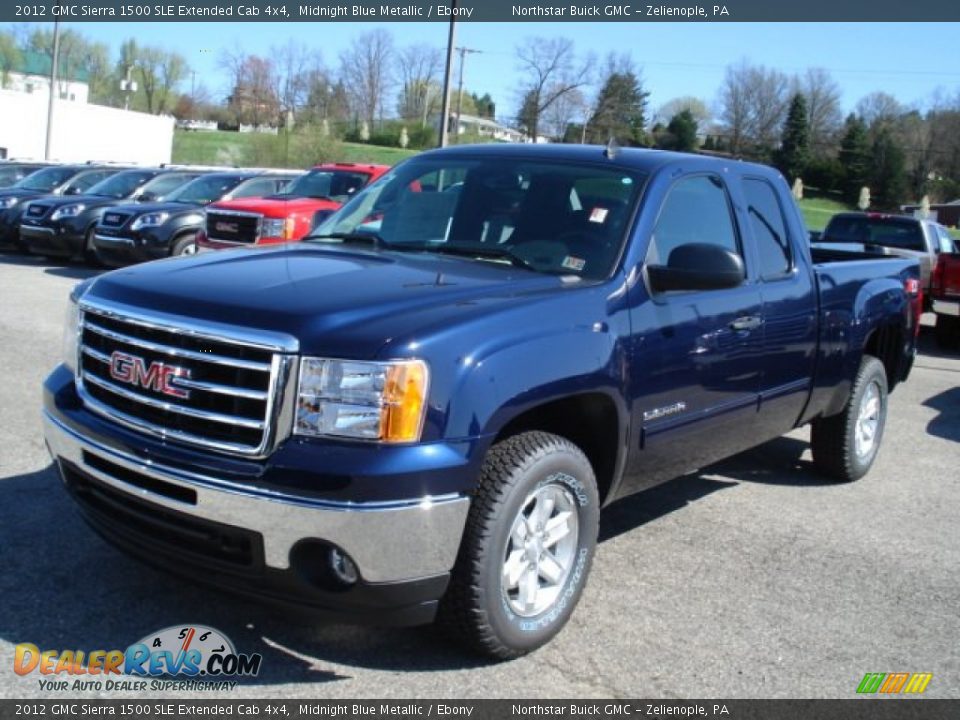 2012 GMC Sierra 1500 SLE Extended Cab 4x4 Midnight Blue Metallic / Ebony Photo #2