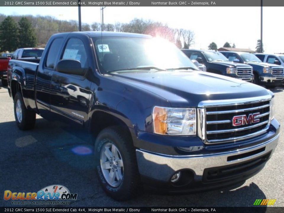 2012 GMC Sierra 1500 SLE Extended Cab 4x4 Midnight Blue Metallic / Ebony Photo #4