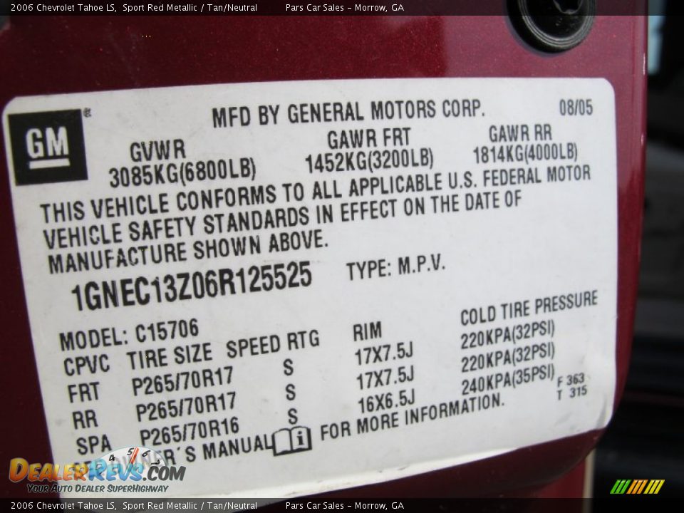 2006 Chevrolet Tahoe LS Sport Red Metallic / Tan/Neutral Photo #16