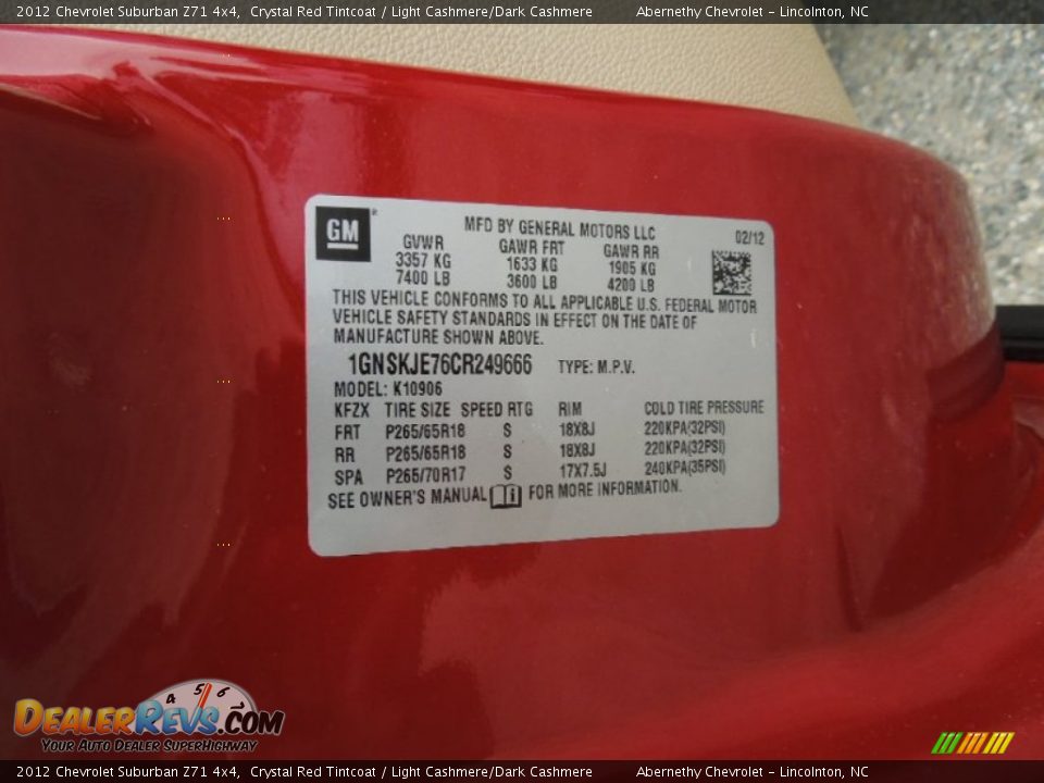 2012 Chevrolet Suburban Z71 4x4 Crystal Red Tintcoat / Light Cashmere/Dark Cashmere Photo #7