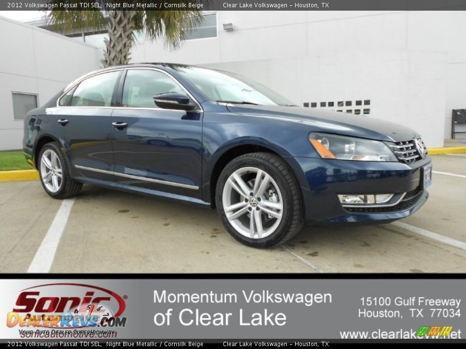 2012 Volkswagen Passat TDI SEL Night Blue Metallic / Cornsilk Beige Photo #1