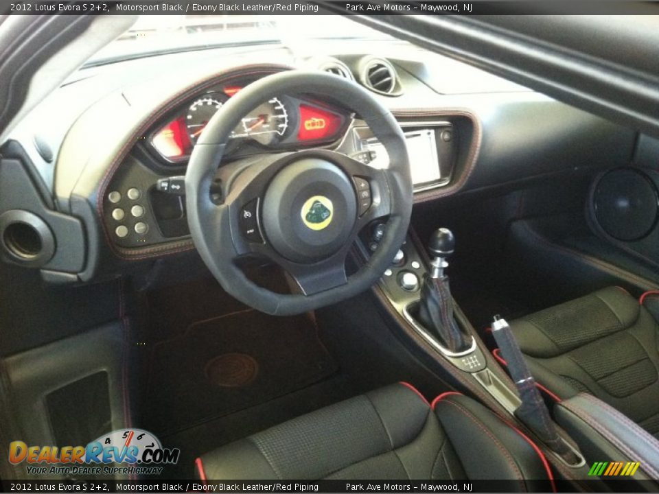 Ebony Black Leather Red Piping Interior 2012 Lotus Evora S