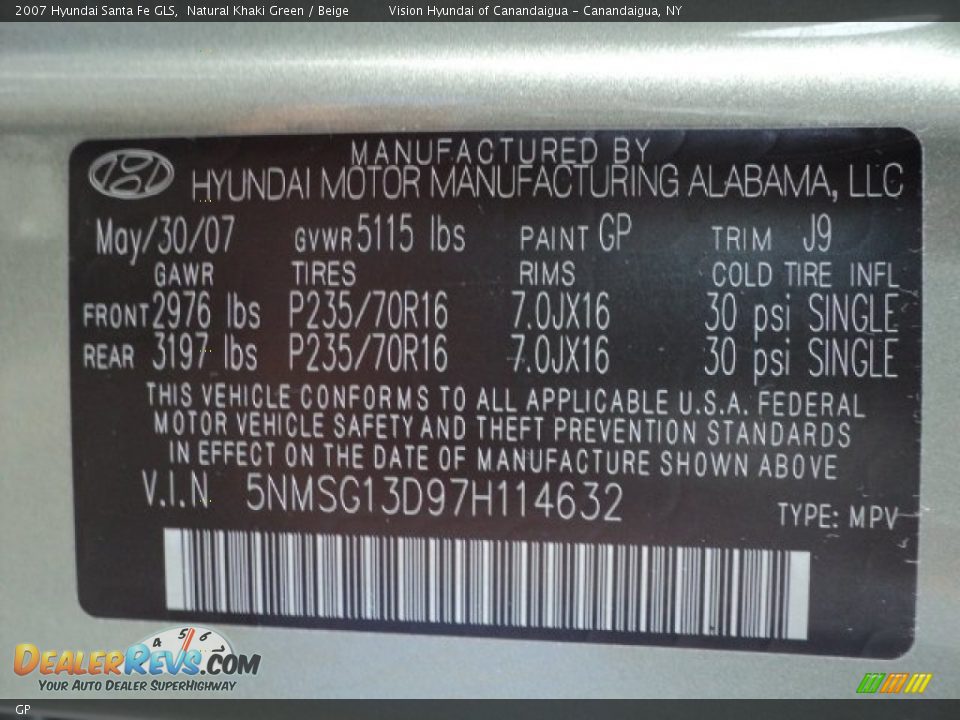 Hyundai Color Code GP Natural Khaki Green