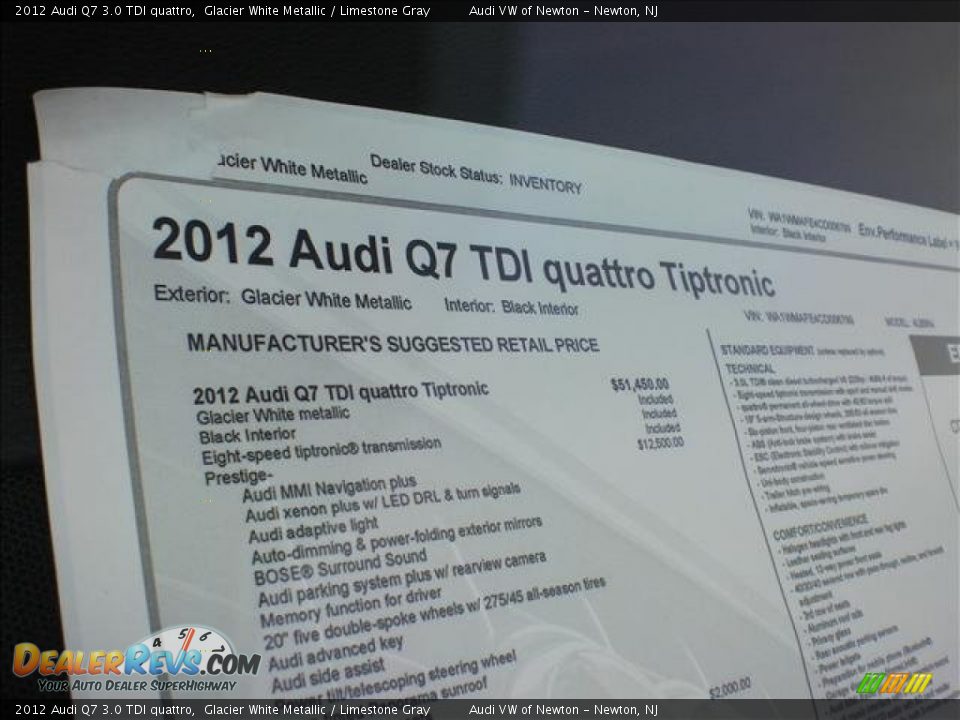 2012 Audi Q7 3.0 TDI quattro Window Sticker Photo #9