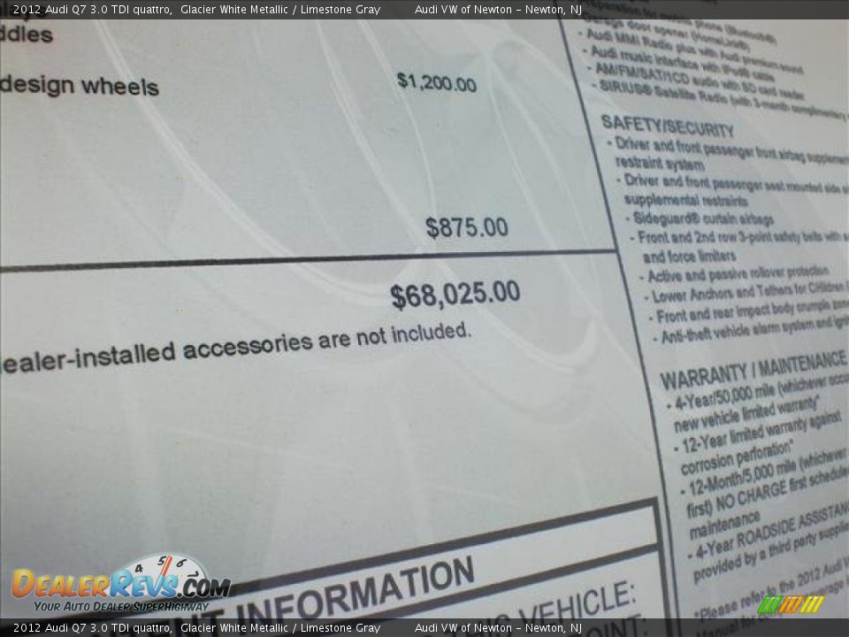 2012 Audi Q7 3.0 TDI quattro Window Sticker Photo #10