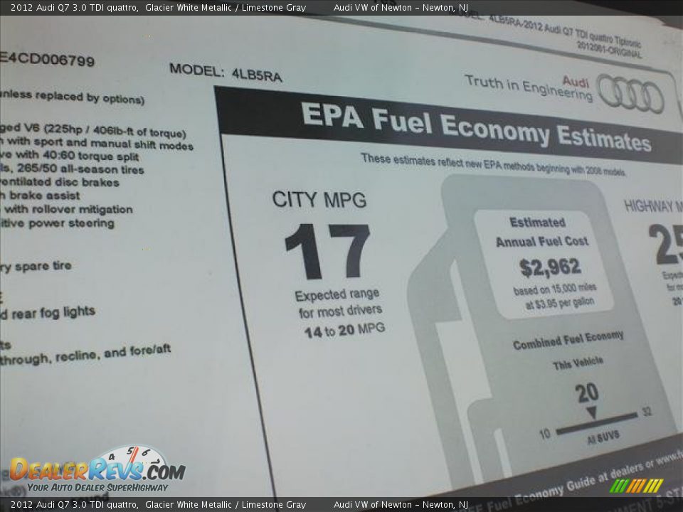 2012 Audi Q7 3.0 TDI quattro Window Sticker Photo #11